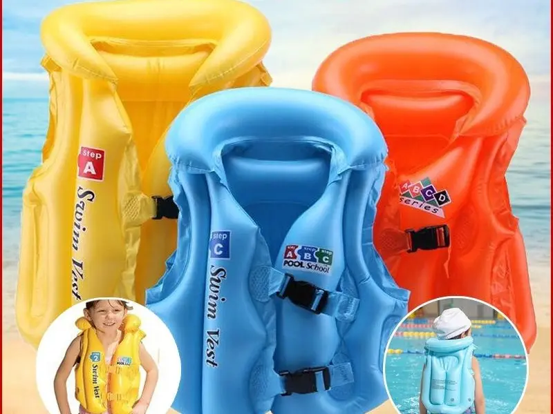 Kids salbabida Inflatable Safety Swim Vest Life Jacket Swimming Aid anti-reverse vest beginner swim