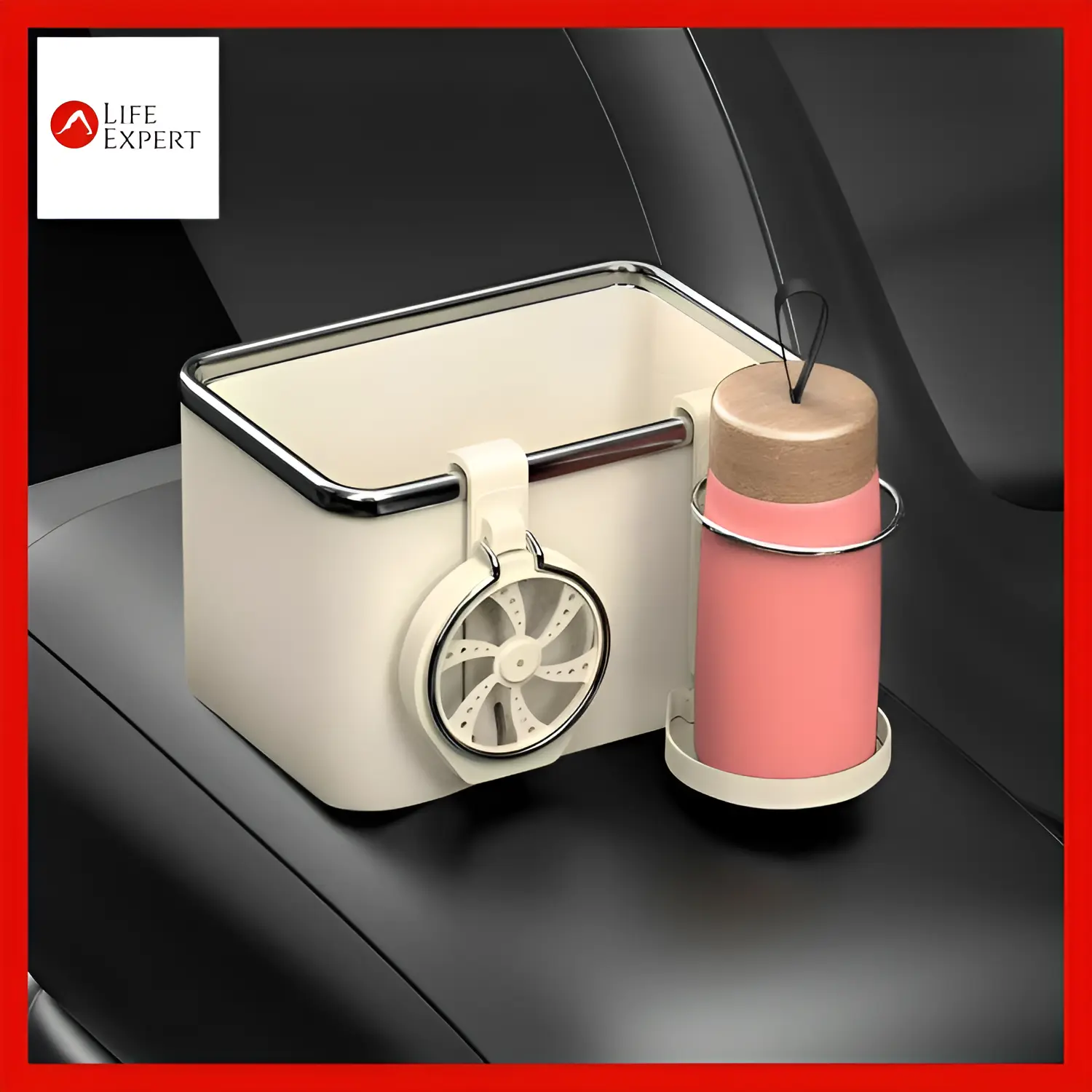 LifeExpert Multifunctional Tissue Box for CAR | Interior Double Cup Holder | Armrest Storage Hanging Rack| KOTAK TISSUE KERETA DENGAN BOTOL HOLDER