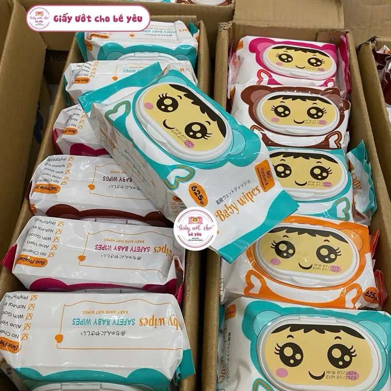 [Bịch TO 625gram] Combo 10 bịch khăn ướt cao cấp Babywis khổ giấy thực tế 18x24cm vải bi mềm mại không mùi không cồn không chất tẩy an toàn cho da bé - date 2/2025-2/2028