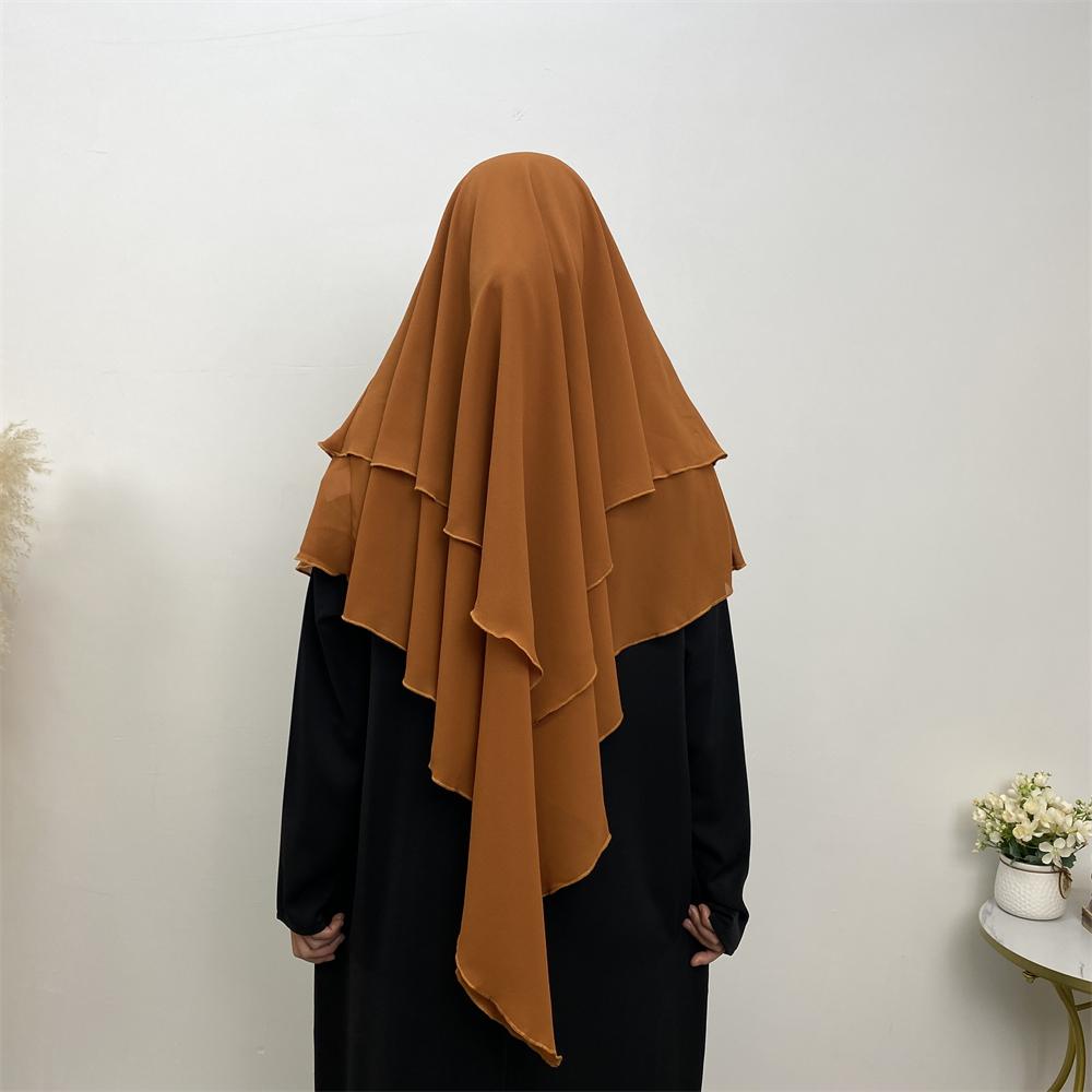 2305# Chiffon 2 Layers Eid Khimar Solid 19 Color（Light And Thin） - CHAOMENG MUSLIM SHOP