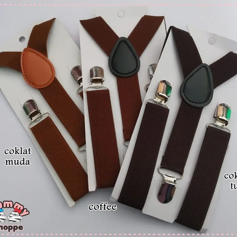 suspender / bretel anak model Y warna polos Fashion dasi laki ikat ping