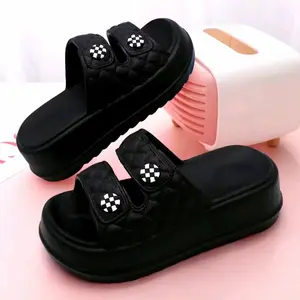 Sandal Slop Anak Perempuan Ban Dua Asesoris Kancing Sendal Anak Cewe Slip On Tebal Casual Trendy Fashion