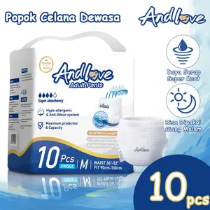 ANDLOVE Popok dewasa Tipe Celana Adult Pants All Size M/L/XL/XXL Satuan 10pcs Adult Pants Kualitas tinggi