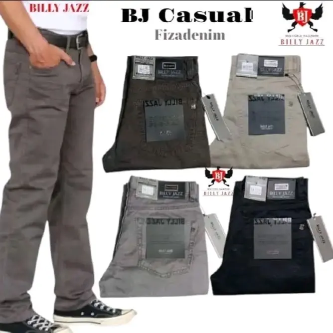 Celana Panjang Pria Formal Kerja Kantor Billyjazz non Stretch  Pola Polos Distro Cowok Dewasa Katun Slimfit Hitam Navy Chino Casual 7