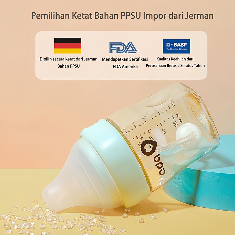 Botol Persegi Bayi Anti Perut Kembung Botol Penyimpanan Makanan Bayi Mulut Lebar 270ml C437