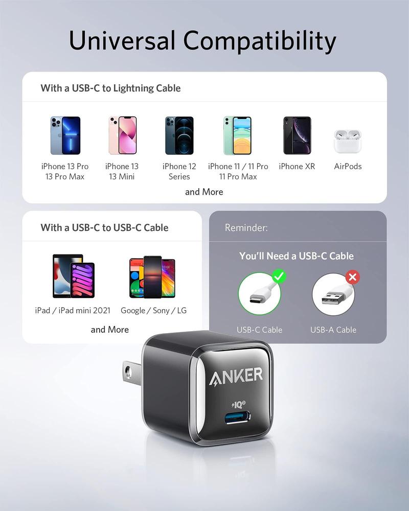 Product Introduction of Anker 511 Charger (Nano Pro), 20W PIQ 3.0 Durable Compact Fast Charger, USB C Charger  (200-240V) 14