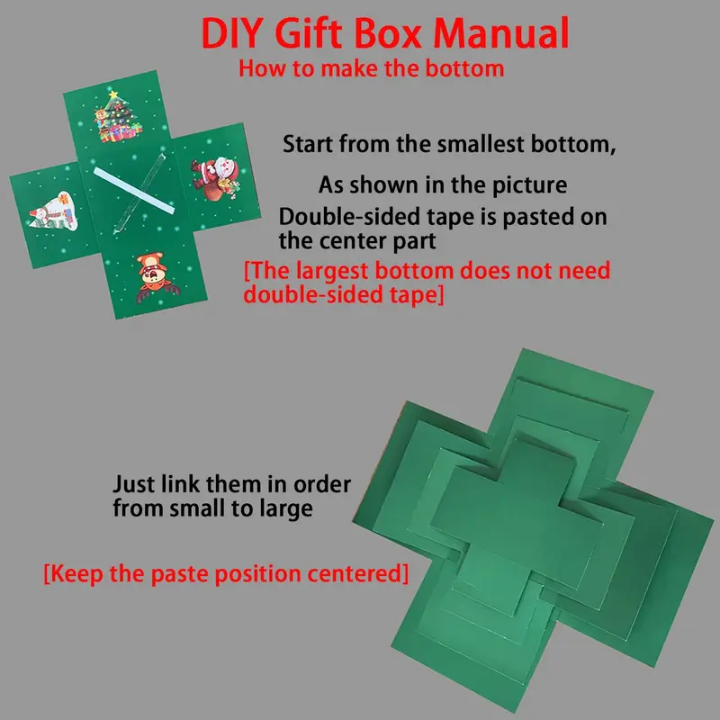 Product Introduction of 5-Story Surprise Explosion Gift Box with Ribbon, Multi-Pocket Snack & Candy Storage, Perfect for Birthdays, Festivals, Holidays 8