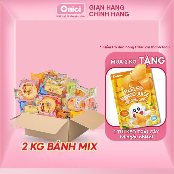Box mix đủ vị 2 kí khoảng 25-33 bánh nhiều loại: bánh sữa chua, bánh trứng chảy, bánh gongto, bánh sandwich nhân kem,...