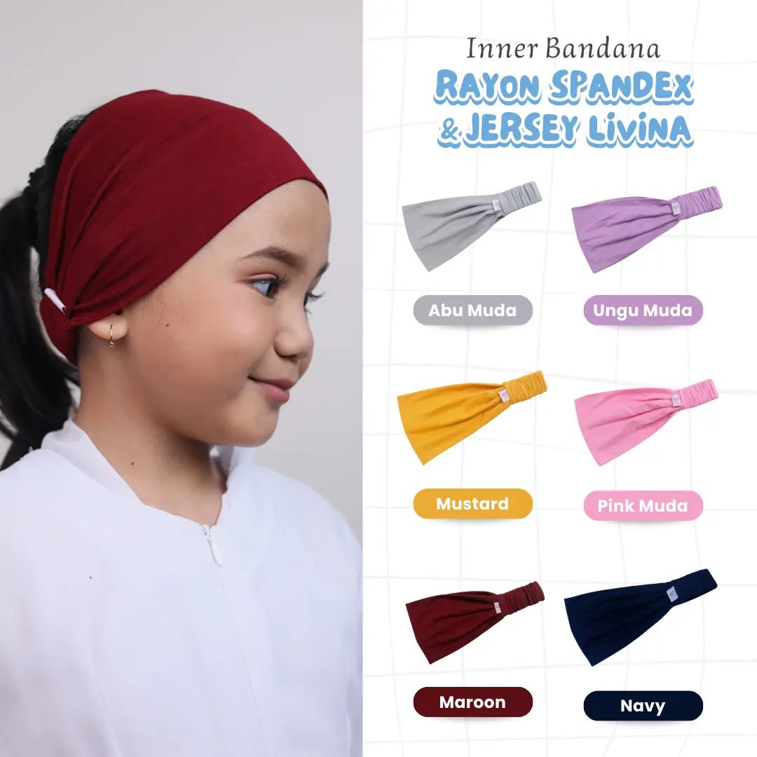Qaira Ciput Bandana Dalaman Hijab Anak Rayon Spandex Jersey Livina