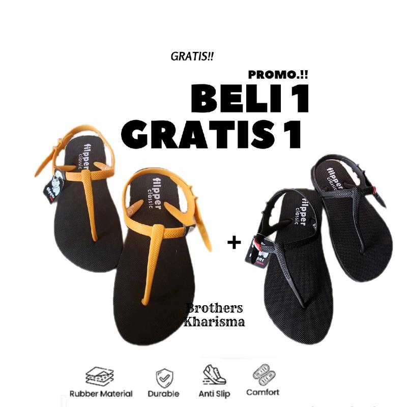 Sendal Karet Cewek Filpper Lentur Anti Slip Premium - Beli 1 Gratis 1 7