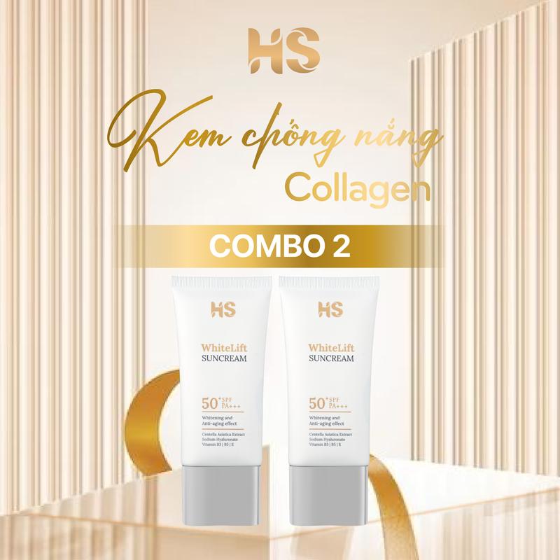   COMBO 2  Kem Chống Nắng HS WhiteLift Suncream SPF50+ PA+++ 50g - Nâng Tone Kiểm Soát Dầu Dưỡng Trắng Da 