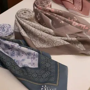 Hijab Segi Empat Motif Voal & Polycotton Sublime Terbaru 110 x 110 Printing Lasercut 3 veil  Series Muslim Square Kerudung