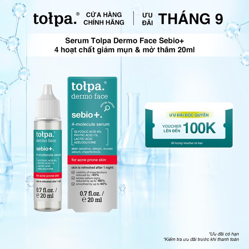 Serum Tolpa Dermo Face Sebio+ 4 hoạt chất giảm mụn & mờ thâm 20ml