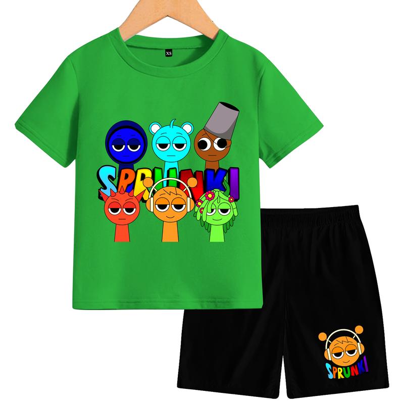 Setelan  Anak-Anak sprunki 6 friends lengan pendek bahan katun Fashion  Pakaian 4