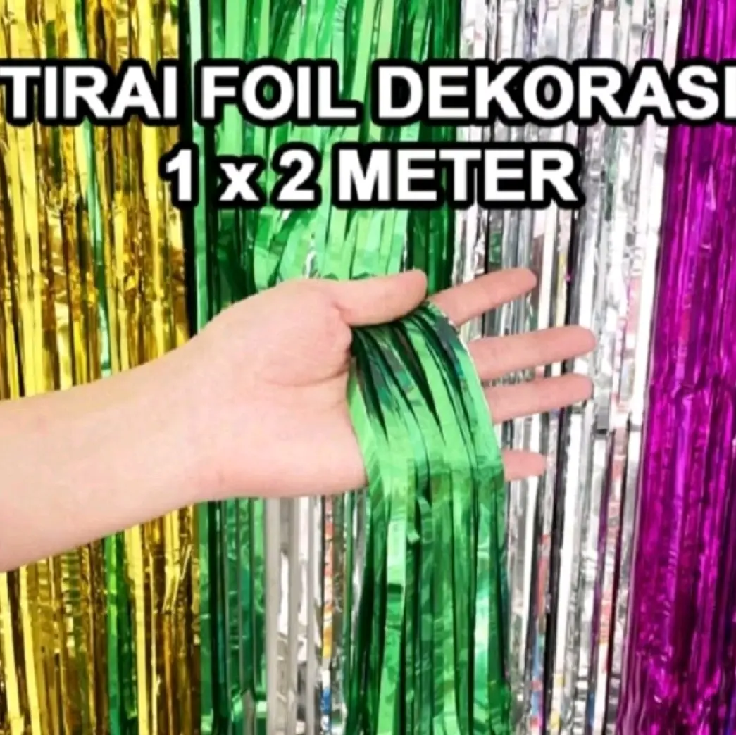Tirai Rumbai Pesta Ulang Tahun Background Foil Curtain 2x1 Meter