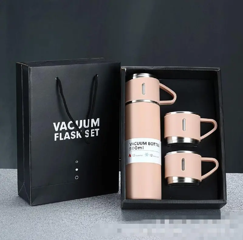 AS 3 in 1 Vacuum Insulated Thermo / Termos Vacum Flasks 500ml with 3 cups Gift Set (in Gift Box) Terlaris termos 6
