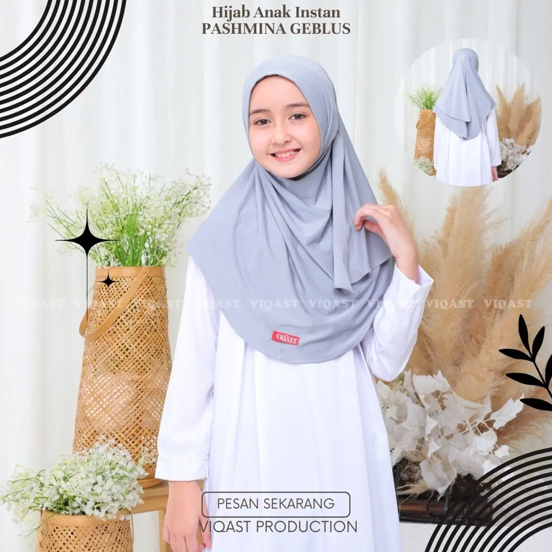 Hijab Anak Pashmina Geblus Malay Pashtan Safie Malay Jilbab Sekolah SD TK Kerudung Muslim Cantik
