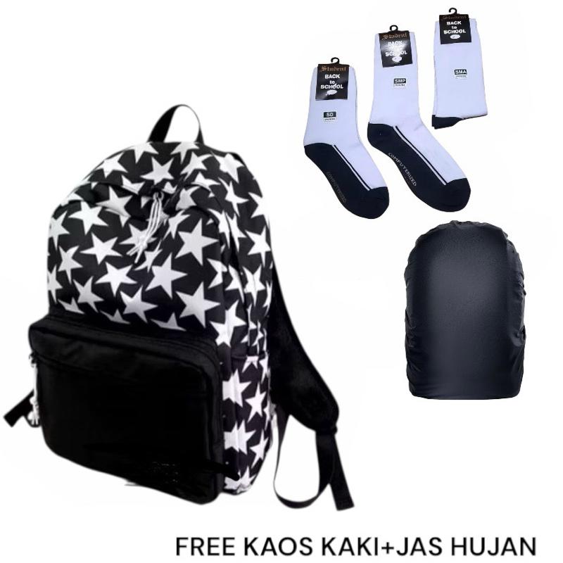 New arrival’s Backpack Anak sekolah Motif Bintang Fashion Kekinian Anak  Kapasitas Bintangjas+kaoskaki