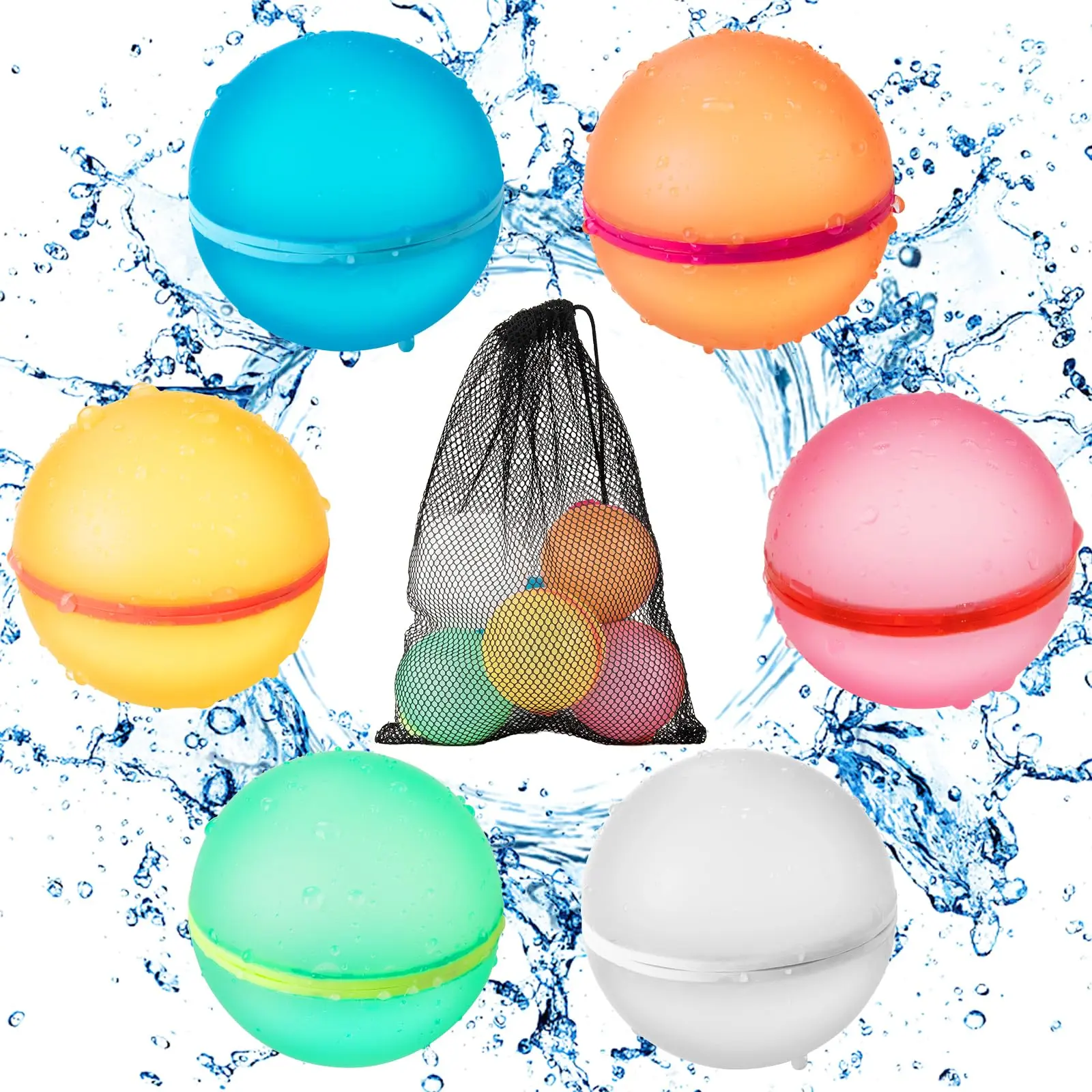 6 Reusable Silicone Water Balloons, Pool Beach Water Toys for Boys and Girls