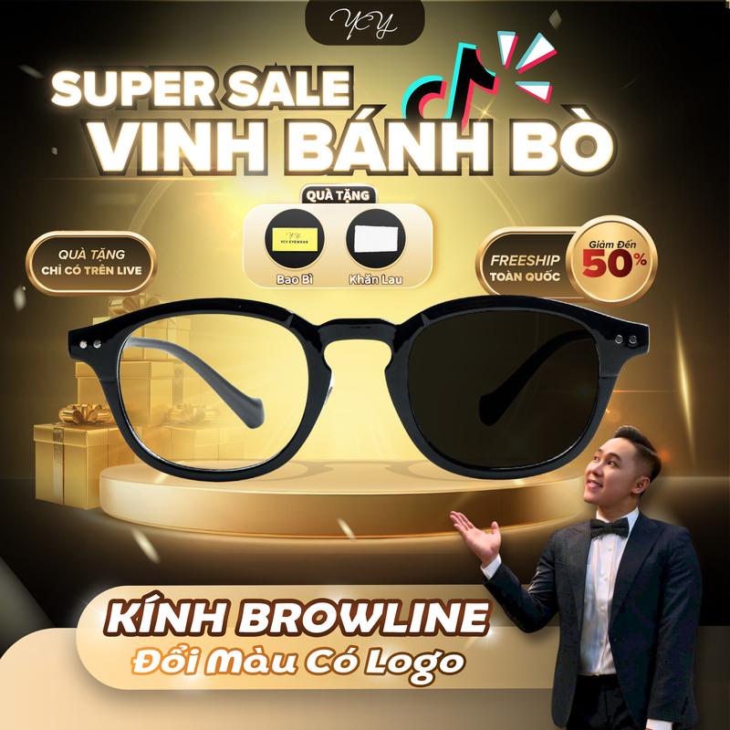 ĐỘC QUYỀN VINHBANHBO Mắt Kính Browline Thời Trang Đổi màu Khi Đi Ra Ngoài Trời Chống Tia UV Thiết Kế Logo Của Vinhbanhbo