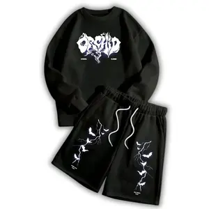 STREES One Set Crewneck & Shortpant Orchid Setelan Berbahan Kain Fleece Lembut Adem Size M-XL