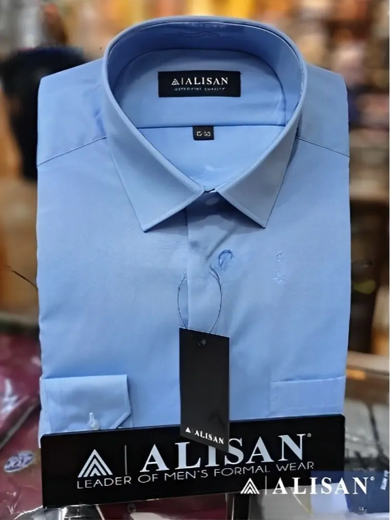 ALISAN Kemeja Polos Formal Slimfit Lengan Panjang Premium Warna Sofblue Biru Langit untuk Pria Kantor - Katun, Hitam