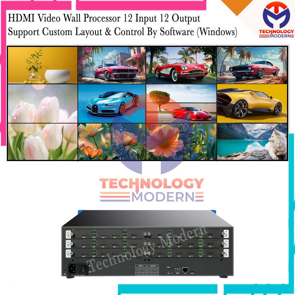 4K HDMI Video Wall Controller/Processor 3x4 4x3 3x3 2x3 (12 Input 12 Output) with Multifungsi (Matrix, Multiviewer, PIP, dll) Seamless Switch