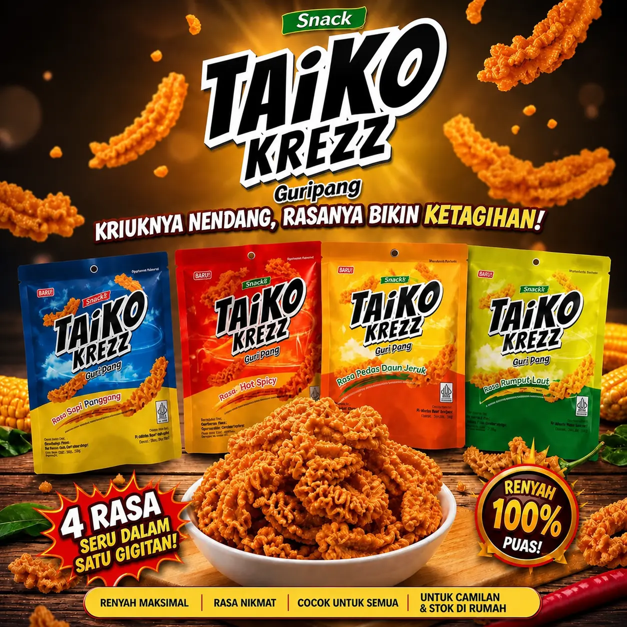 [COD] Taiko Krezz Mini 16g Isi 20 PCS Mix Rasa Taiko Kemasan Sachet Taiko Sachetan Taiko Krezz Cemilan Viral