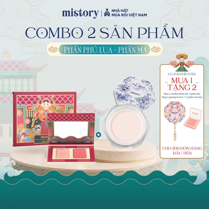 Combo Phấn phủ lụa + Phấn má hồng 4in1 Vũ Khúc Thủy Đình Mistory