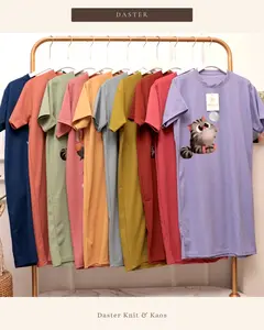 Mallaofficial—Madamemalla Daster Kaos Knit  Warna Tulis Opsional Daily Fashion Muslim