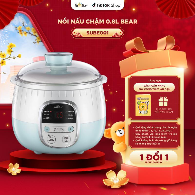 Giá hời Nồi Nấu Chậm 0,8L BEAR Nồi Điện Chưng Yến Nấu Cháo Đa Năng Giữ Trọn Dinh Dưỡng Tiết Kiệm Thời Gian Nấu Ăn SUBE001