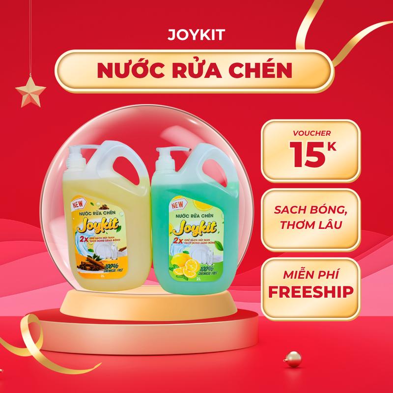 [Mua 1 Tặng 1] combo 2 can nước rửa chén 2,1 lít joykit , an toàn và làm sạch , không hại da tay Túi Giặt