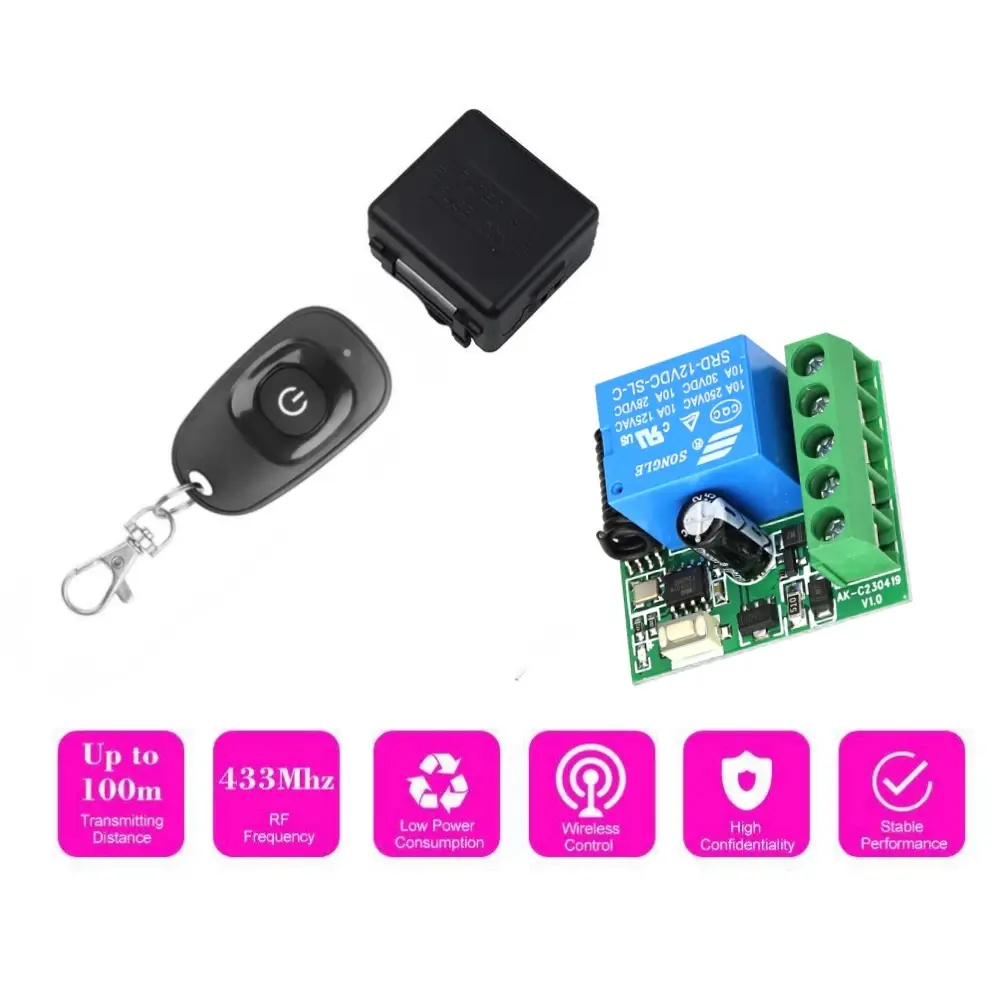 Universal Wireless Remote Control 433MHz 12V motor mobil pagar