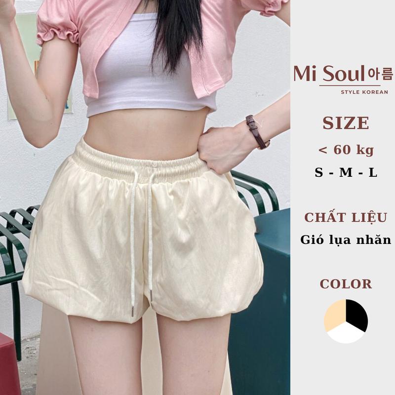 Quần Bí Gió Cạp Chun Nữ Dáng Xòe Bồng MiSoul, Quần Short Dáng Bí Chất Gió Lụa Nhăn Mềm Mại BigSize 449