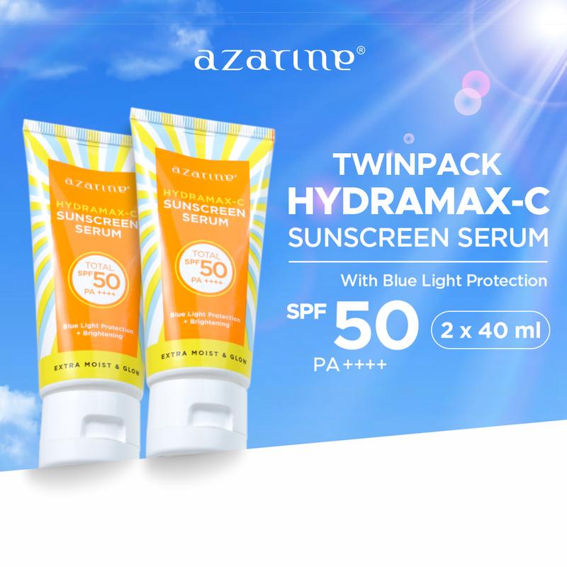 [Twin Pack] Azarine Hydramax-C Sunscreen Serum SPF50 PA++++ 40ml Acid Hyaluronic Facial  Berminyak  Wajah  Sunblock 0
