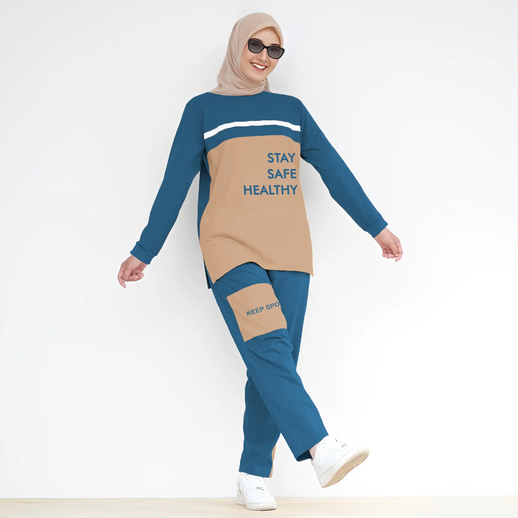 LPM 35564 Setelan Training Olahraga Senam Wanita Muslimah VEGA SET Babyterry Lengan Panjang Size L-3XL
