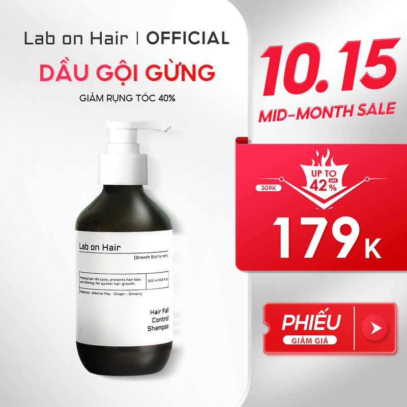 Dầu gội Lab On Hair dầu gừng,Nhân sâm, Redensyl cải thiện tình trạng rụng tóc Dầu gội gừng 300ml dưỡng tóc