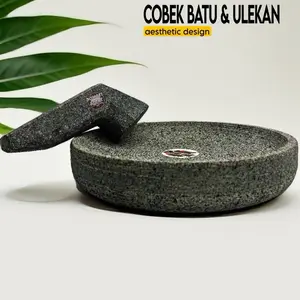 Cobek Batu Asli 20cm Anti Berpasir Gratis Ulekan