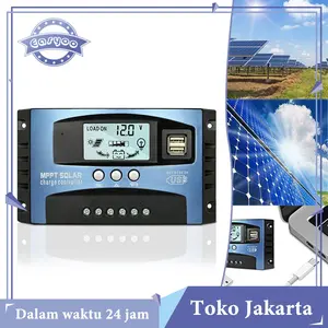 50A Solar Charger Controller MPPT 12V 24V Panel Surya MPPT AUTO Dual USB Solar Charge And Discharge Controller