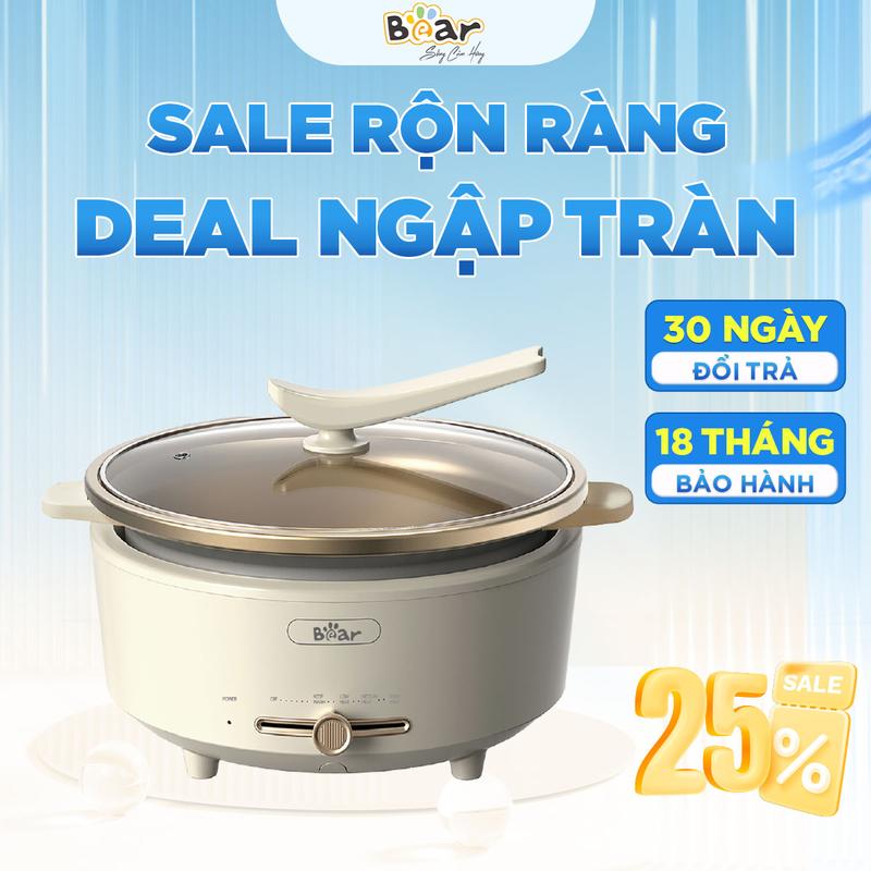 Nồi lẩu điện Bear 5L Quốc Tế bảo hành 18 tháng,  SB-NL05F - Nồi lẩu điện Bear - Nồi điện đa năng Bear - Nồi lẩu nướng Bear - Nấu Ăn