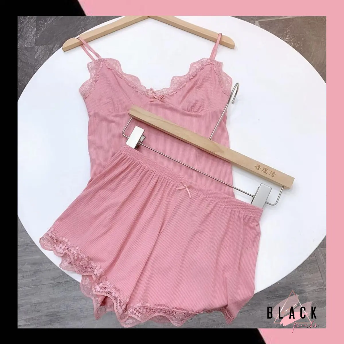 Blackpink Piyama Coquette Baju Tidur Fashion Lingeria Renda Wanita Import Lingerie Setelan Pendek 4097