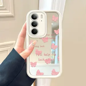 Case Hp Cermin Untuk Realme C75 Tali Kupu-Kupu Casing Phone Mirror Kesing Imut Softcase Butterfly Tahan Jatuh Silikon Soft Sofcase Cassing Cesing Kasing Dapat Digunakan Untuk Makeup 8434 Tidak Mudah Menguning