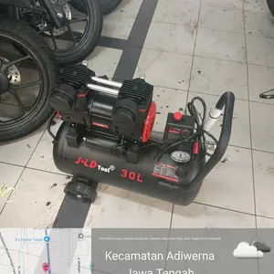 JLD Mesin Kompresor Angin Listrik 30L 8bar Tanpa Oli 1100W Full Sets Kualitas Premium 70dB Kecepatan 2800RPM untuk Alat Pneumatik 1HP 30 liter