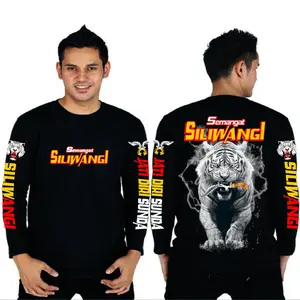 Kaos Distro Pria Dewasa Lengan Panjang - MOTIF TERBARU SEMANGAT SILIWANGI - Kaos Oblong Pria - Tshirt -  Baju Hitam Sablon Keren Lembut