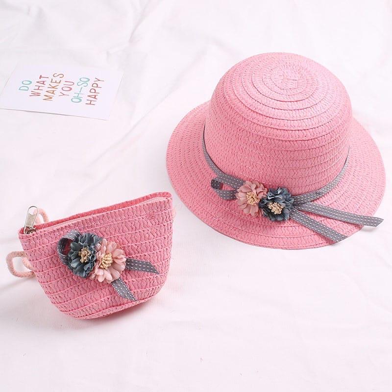 Tsabit Topi anak BISA LIPAT Topi JERAMI TAS + TOPI Musim Panas Gaya Korea CAHAYA 5