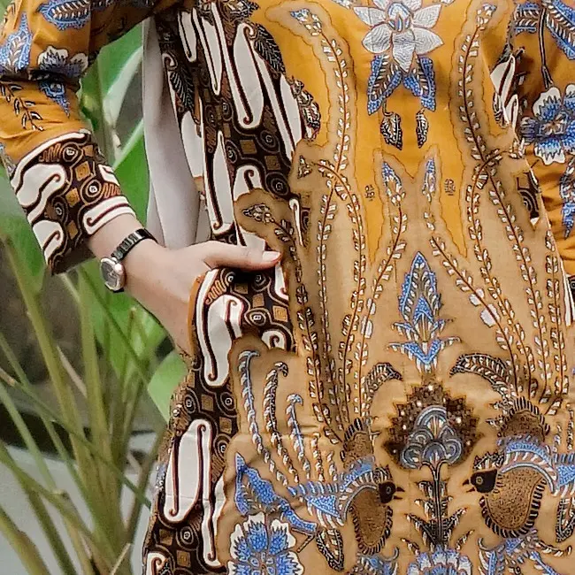Batik Trikot_Batik Couple Lapis Furing Trikot Model Lengan Panjang Katun Motif Monalisa Coklat Jumbo S/M/L/XL/XXL/XXXL/XXXXL Busui Frendly Baju Tunik Wanita Atasan Kerja 5