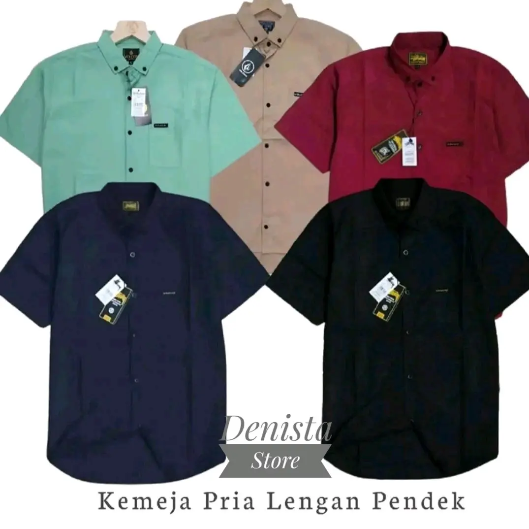 Baju Kemeja Pria Lengan Pendek/Hem Basic Kerja Formal Slim fit Mustard sage Nyaman