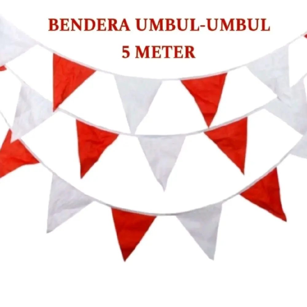 BENDERA RENTENG RAWIS MERAH PUTIH DAN WARNA WARNI UKURAN 5 METER