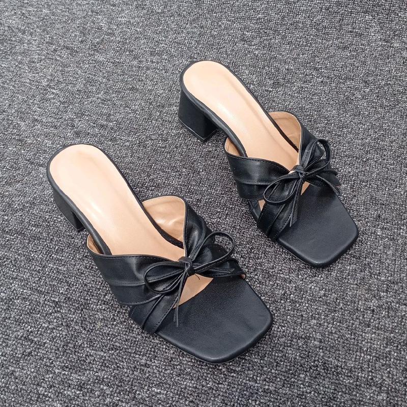 Tahu Sandal Akyra Mules Heels 5cm Wanita dengan Motif Pita Slop - Karet, Sneakers, Shoes Pesta Hak 3