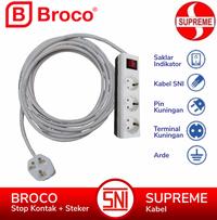 Gambar BROCO Kaki 3 Adaptor Konverter Travel Arab Saudi Umroh International EU AU UK US SUPREME CABLE Kabel Putih Colokan Listrik Stop Kontak 3 - 4 - 5 - 6 Saklar Lampu Indikator SNI - 3 Lubang, 1/2 Meter dari Britplaza Kota Depok 4 Tokopedia